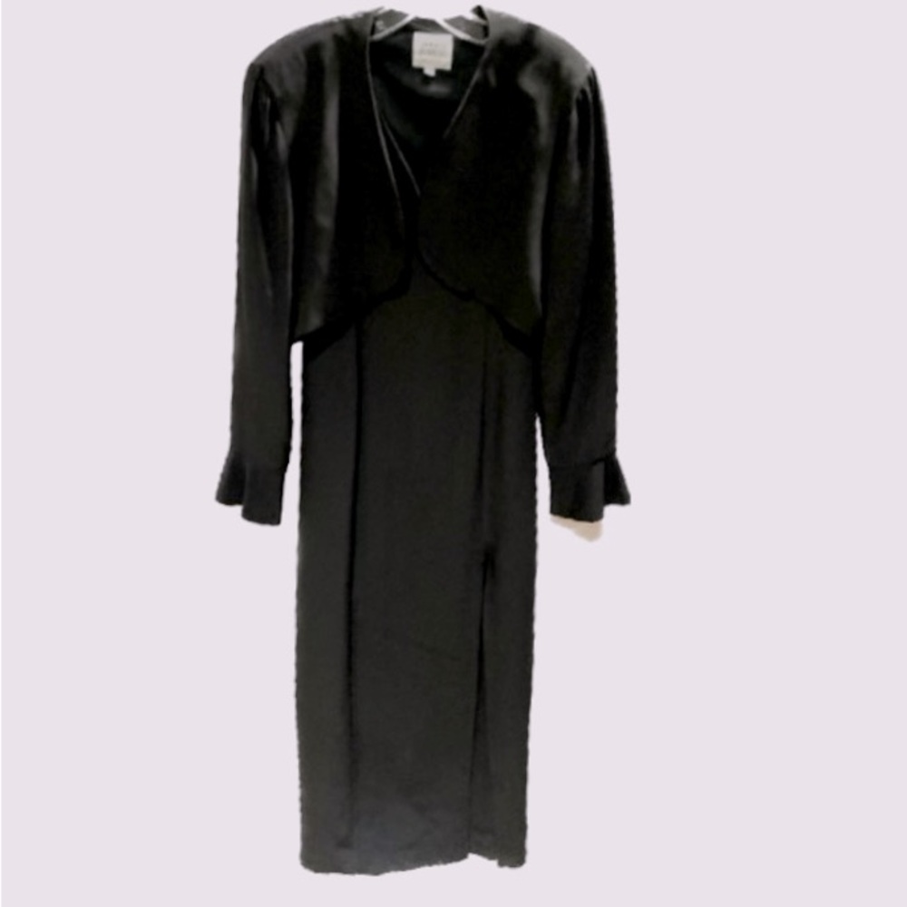 Black Silk Evening Gown and Bolero Jacket Jennifer Joanou Size 6